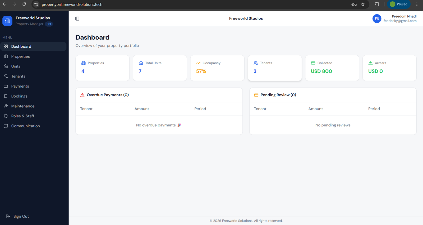 Property pal dashboard