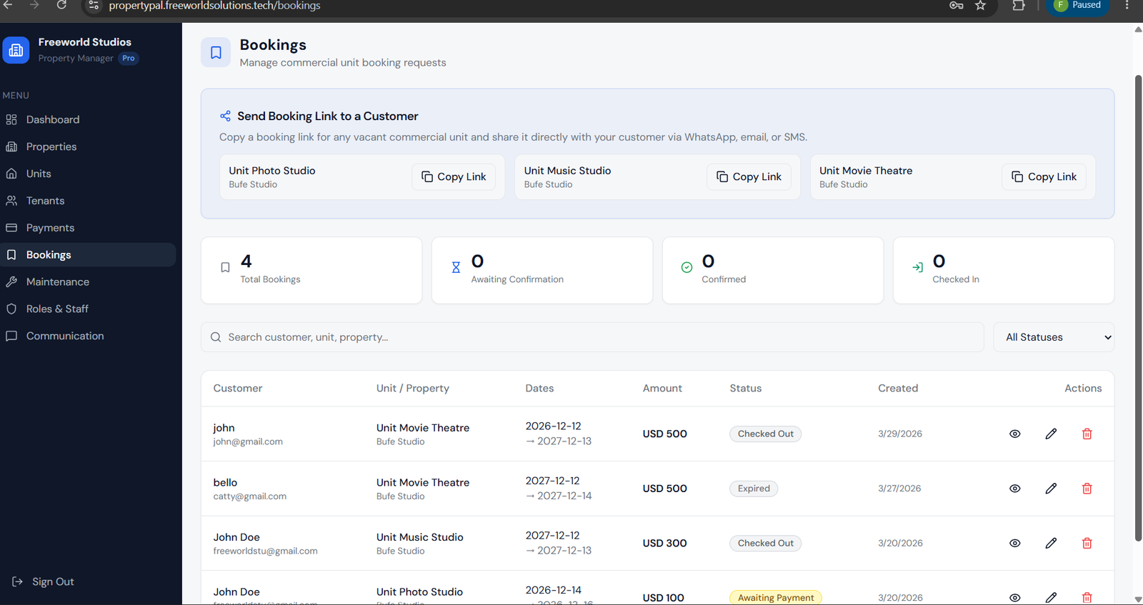 Property pal dashboard